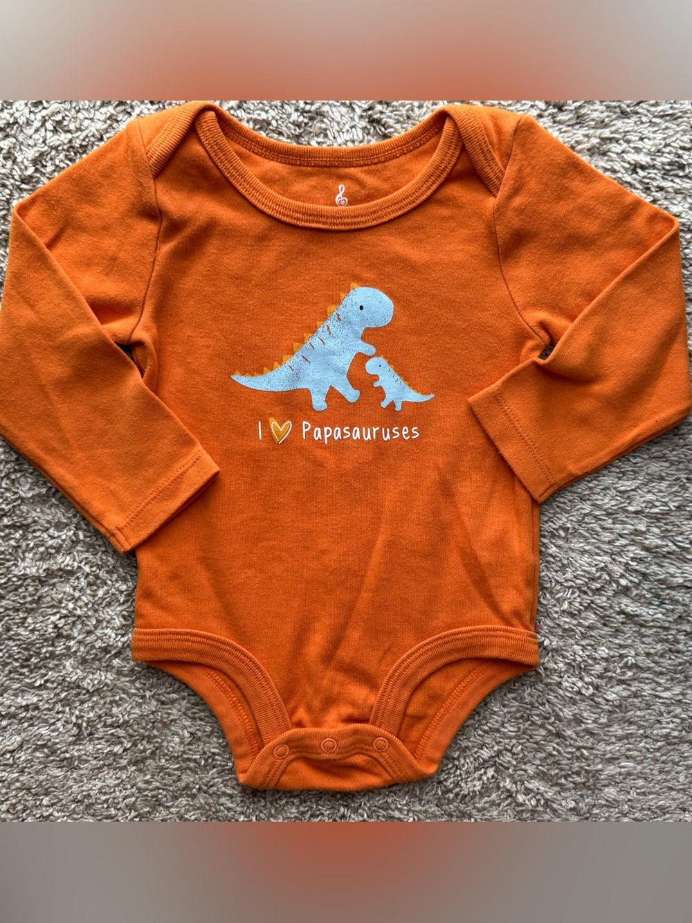 Lullaby Lane I Love Papasauruses Dinosaur Long Sleeve Bodysuit 18M Orange
